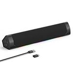 PC Speakers, Bluetooth Soundbar Speaker, PC Soundbar with RGB for Computer with Stereo Sound Surround Music Box for Desktop, Laptop, Phone, Tablet - Plug and Play (Compact 2.0 - Black)