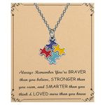 Autism Awareness Keychain Gifts for Autistic Colorful Puzzle Piece Key Ring Set of 2 (Autism Awareness necklace)