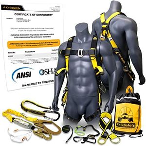 KwikSafety (Charlotte, NC) SUPERCELL KIT | 3D Full Body Tongue Buckle Safety Harness, 6' Lanyard, Tool Lanyard, 3' Anchor ANSI OSHA PPE Fall Protection Arrest Restraint Equipment Construction Roofer