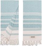 DEMMEX Certified Organic Cotton Turkish Hand Towels for Bathroom - Set of 2, Kitchen, Gym Towels - Thin Light Compact Travel Towels, Quick Dry, Diamond Weave, Prewashed, 18x36, Sage Green