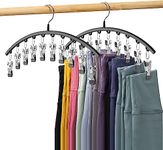 Baoswi 2 Pack Legging Organiser for Closet, Black Hangers Space Saving Hanging Closet Organiser, Metal Yoga Pants Hangers with 10 Clips Holds 20 Leggings, Rubber Coated Closet Organisers and Storage