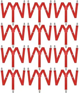 Suspenders for Men Heavy Duty – Adjustable 1” Y-Back Men's Suspenders for Dress Pants | Strong Metal Clips, Durable Elastic Straps, Leather Reinforcement – Comfortable, Formal, Pack of 12