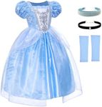 MDYCW Princess Cinderella Halloween Costume with Accessories for Girls, Birthday Party Fairy Dress Up