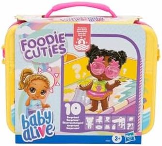 Baby Alive Foodie Cuties, Surprise Toy, 3-Inch Doll for Kids 3 and Up, 10 Surprises in Lunchbox-Style Case (Styles May Vary)