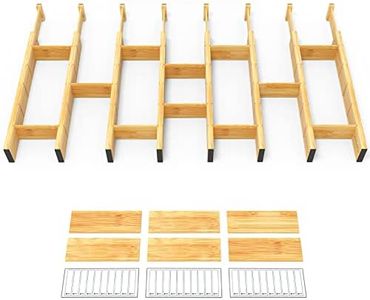 SpaceAid Bamboo Drawer Dividers with Inserts and Labels, Kitchen Adjustable Drawer Organizers, Expandable Organization for Home, Office, Dressers and Bathroom, 8 Dividers with 18 Inserts (17-22 in)