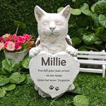 Custom Angel Cat Memorial Garden Stone, Angel Cat Statue Headstone, Pet Grave Markers for Cat, Pet Loss of Cat Sympathy Gifts Outdoor Tombstone