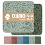 OHMO Lick Mat for Dogs and Cats(Small, Camo&Light Green, 2pcs) Enrichment Accessories Toy Space Star Easy Clean Pet Slow Feeder with Suction Cups, Licking Pad for Anxiety Relief and Boredom Reduction