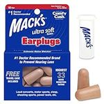 Mack's Ultra Soft Foam Earplugs, 10 Pair - 32dB Highest NRR, Comfortable Ear Plugs for Sleeping, Snoring, Work, Travel and Loud Events