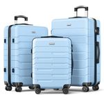 Strenforce Luggage Sets 20/24/28 inch Durable Suitcase Sets with Double Spinner Wheels TSA Lock for Travel Trips,Light Blue