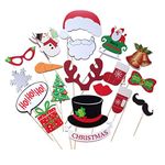 Trimming Shop 19PCS Christmas Photo Booth Props - Christmas Party Photo Props Selfie Camera Posing Supplies DIY New Year Decoration Eve Party Games Favours Santa Hat Moustache Xmas Decoration