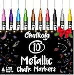 Extra Fine Tip Metallic Chalk Pens (10 Pack, 1mm) Liquid Chalk Pens - for Blackboards, Chalkboard, Bistro Menu, Window - Wet Wipe Erasable