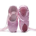 GOOSMI Ballet Slippers 2 Pairs Ballet Shoes Ballerina Dance Shoes Satin Ballet Slippers Ribbon Tie Up Ballet Flats Pointe Shoes Ballet For Girls Shoes Women (Color : Prima pink, Size : 29 EU)