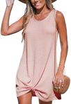 CUPSHE Women Swimsuit Cover Up Waffle Knit Scoop Neck Sleeveless Casual Summer Knot Dress Dusty Pink XX-Large