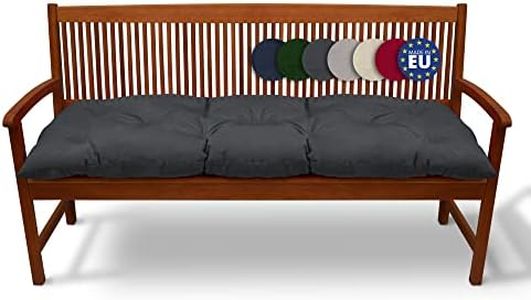Beautissu Cojines para Bancos Flair BK 150x50x10 cm Cómodo Acolchado Banco de jardín/Columpio Hollywood Gris