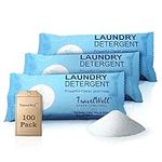 TRAVELWELL Individually Wrapped Travel Size Powder Laundry Detergent,1.5 Ounce per Bag,100 Bags per Case Hotel Toiletries Amenities Disposable Laundry Stain Remover Powder