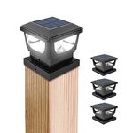 GEYUEYA Home Solar Post Lights,Solar Post Cap Lights Fence Post Lights Outdoor for 3x3 4x4 inch Wooden Posts Deck Cap Garden Yard Decoration-4 Packs