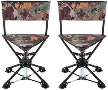 ARROWHEAD OUTDOOR 2-Pack 360° Degree Swivel Hunting Chair Stool Seat, Perfect for Blinds, No Sink Feet, Carrying Case, Fishing, 600D Canvas