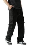 IndoPrimo Men Cargo || Men Cargo Pants || Men Cargo Pants Cotton || Cargos for Men || Men Cargo Trouser (in, Alpha, 2XL, Regular, Black)