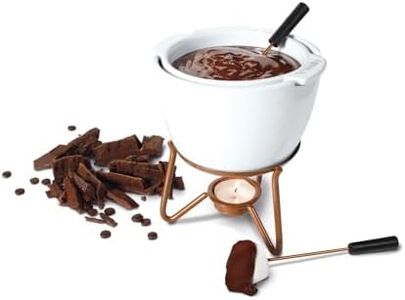 Boska Choco Marie Fondue - Fondue Pot Set Microwave and Dishwasher Safe Ceramic Hot Pot Chocolate Fountain Snack - Wedding Registry Items Small Kitchen Appliances