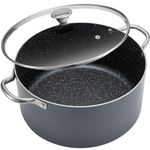 BEZIA Stock Pot with Lid, 10 Qt Large Non Stick Cooking Pot, Induction Soup Pot for Cooking, All Stove Compatible, Grey