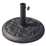 Outsunny 18” Round Patio Umbrella Base Outdoor Decorative Cast Stone Resin Parasol Stand Market Garden Umbrella Holder, Bronze