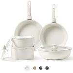 CAROTE Pots and Pans Set, Nonstick Cookware Sets Detachable Handle,Induction Kitchen Set Non Stick with Removable Handle, RV Set, Oven Safe, Cream White