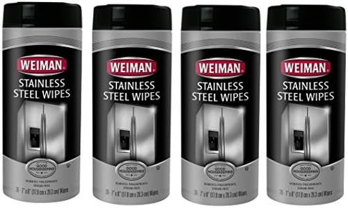 Weiman 92CT Stainless Steel Wipes, 7 x 8, 30/Canister, 4 Canisters/Carton