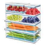 MineSign 6 Pack Stackable Fridge Organizers and Storage Clear Refrigerator Organizer Bins With Vented Lids And Drainer Plastic Container for Fruit Lettuce Produce Saver Keeper for Freezer Kitchen