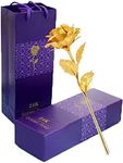 TINYOUTH 24K Golden Rose Flower, Gold Dipped Rose 24K Forever Rose with Gift Box and Bag for Lover Mother Friends, Christmas Thanksgiving Wedding Anniversary Mother's Day Valentine's Day