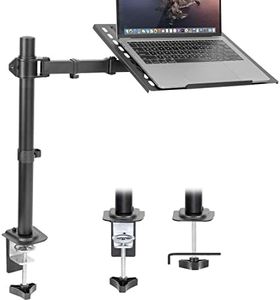 Mount-It! Laptop Desk Mount, Fully Adjustable Ergonomic Laptop Arm with Vented Tray, Cable Management, Clamp and Grommet Base, Fits Laptops up to 17 Inches, Black