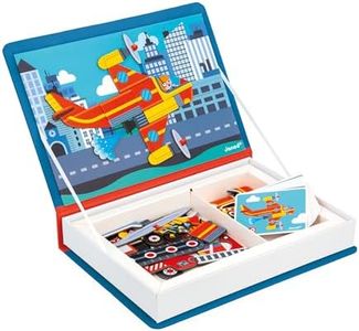 Janod - Magnéti'Book Pompiers - Jeu Educatif Magnétique 60 Aimants + 18 Modèles - Jouet Enfant en Carton FSC - Développe Dextérité et Créativité - Dès 3 Ans