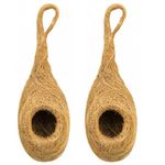 Safest Round Organic Bird nest Purely Handmade Sparrow/Small Birds| Handmade Coconut Coir Bird Nest | Hanging House for Birds | Pack of 2 | Height 20 cm Diameter 12 cm (Medium (30 ×12 cm))