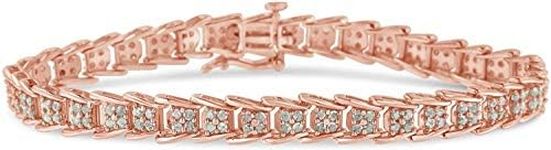 Original Classics Rose-Plated Sterling Silver Rose-Cut Diamond Fan-Shaped Bracelet (2.0 cttw, I-J Color, I3 Clarity)