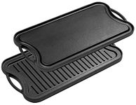 Bruntmor Pre-Seasoned Cast Iron Reversible Grill/Griddle Pan, 20-inch x 10-inch