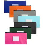 ICKANG 7 Pack Money Bag with Zipper for Cash | 11.25" x 6.25" | 7Color for 7Day | Leatherette Bank Deposit Bags with Framed ID Window and 7 Blank Cards, for Organizing Cash, Checks, Receipts, Invoices, Bills and Coins. (7 colors)…