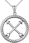 Fine Sterling Silver Native American Crossed Arrows Friendship Symbol Rope-Style Pendant Necklace, 22"