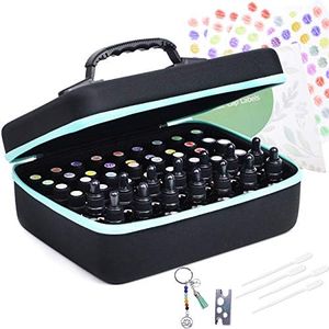 Essential Oil Carrying Organizer Storage (Carry Handle On Top) Holds 48-68 Small Bottle Box/Roller Bottles for 5ml 10ml 15ml 20ml 30ml /1oz with Free Writable Labels Opener