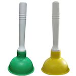 Condello Casa Small Plunger Pump Liquid Plumber Clog Remover Cleaner Unclogger Tool for Toilet,Kitchen Sink Drain,Bathroom Shower Tub with Portable 4 Inch Cup and 9 Inch Handle (Green+Yellow)