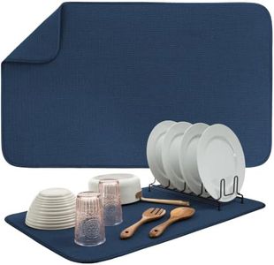 S&T INC. Dish Drying Mat, 18" x 30", Jumbo, Navy