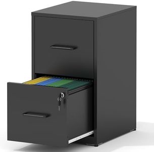 FOSTOKO 2 Drawer File Cabinet with Lock, 25" H Steel Vertical Filing Storage Cabinet for Home Office, Heavy-Duty File Cabinets for Letters/Legal/A4 (Require Assembly, Black)