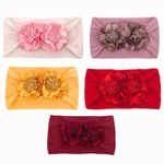 SYGA Pack Of 5 Baby Headbands Nylon Soft Strechable Bow Hairbands for Newborns, Infants, Toddlers and Kids 0-3 Years(Multicolor)