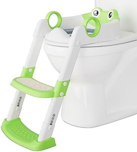 GarveeLife Potty Training Seat with Step for Toddlers As a Potty Training Toilet Anti-Slip Safe Pads Adjustable Height Legs Ladder Stool Gray