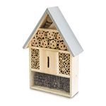 FiNeWaY Natural Wood Insect Bee Hotel House - Garden Shelter Bamboo Nesting Habitat - For Bees Butterflies Ladybugs Bugs – Hanging or Free Standing (Large/Galvanised Roof)