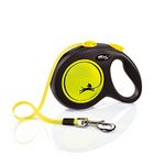 Flexi New Neon Tape Yellow Large 5m Retractable Dog Leash/Lead for dogs up to 50kgs/110lbs