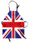 Ambesonne Union Jack Apron, Classic Traditional Flag United Kingdom Modern British Loyalty, Unisex Kitchen Bib with Adjustable Neck for Cooking Gardening, Adult Size, Blue Red