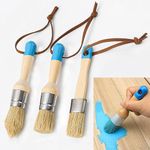 Paifeancodill Wax & Chalk Paint Brush, 3 Pcs Wax Paint Brush for Furniture, Chalk Paint Brushes for Furniture, Natural Bristles Small Round Paint Brush for DIY Painting & Waxing, Milk Paint, Stencils