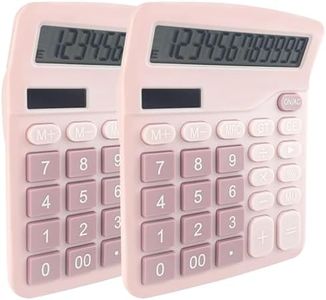 Diompirux 2 pièce Calculette de Bureau Solaire avec Écran LCD à 12 Chiffres, Alimentation Solaire et à Pile, Mini Calculatrice Fonction Standard, pour Les Enseignants, Les étudiants et Le Bureau, Rose
