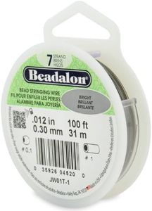 Beadalon 7 Strand Stainless Steel Bead Stringing Wire, 0.012 in / 0.30 mm, Bright, 100 ft / 31 m