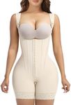 YIANNA Fajas Colombianas Moldeadoras Shapewear Tummy Control Body Shaper Postpartum Butt Lifting Compression Garment with Bones,YA7306-Beige-M