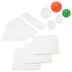 PRAOUTSAD Baseball & Softball Home Plate and 9" Hollow Plastic Baseball Set Baseball Training Equipment for Yard Wiffle Ball, Tball Balls, Kickball